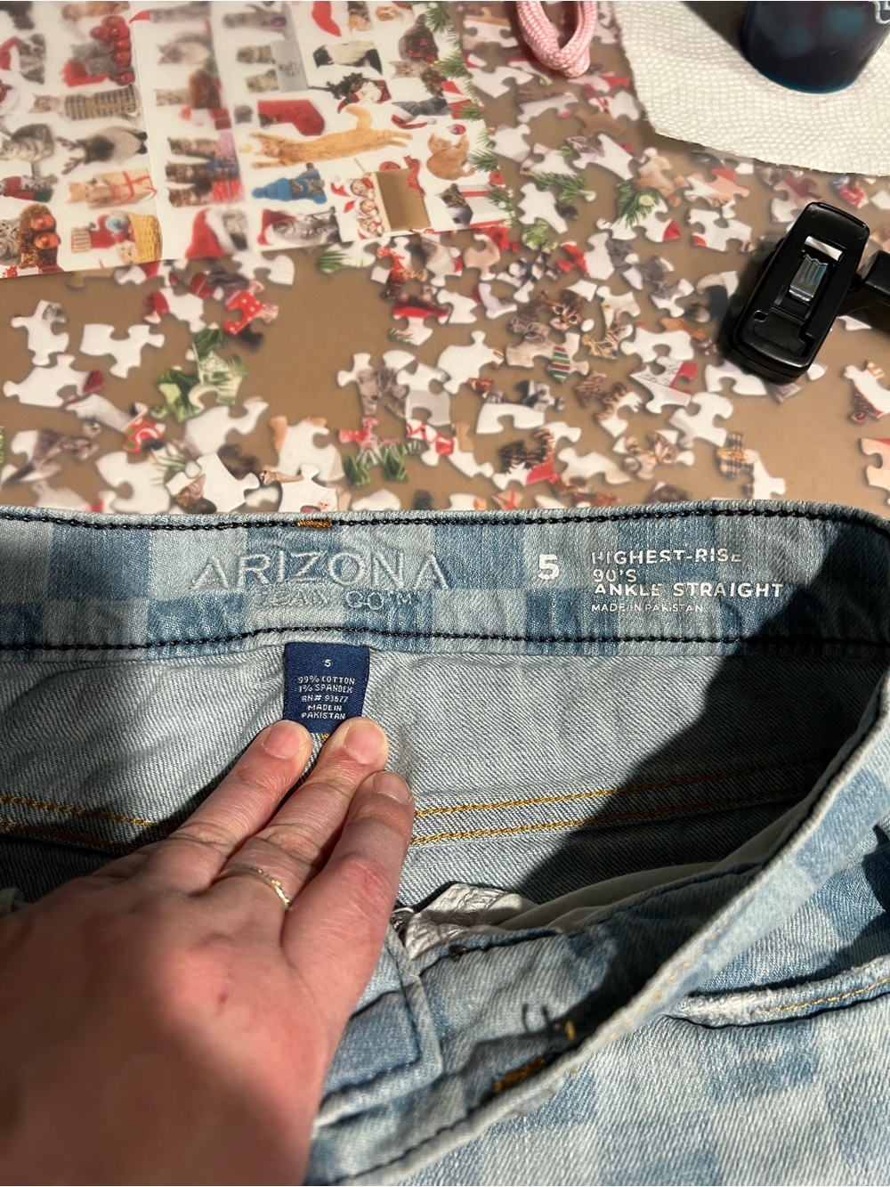 Arizona Jean Company: Distressed,  Light Blue checker Jeans - Picture 5 of 5